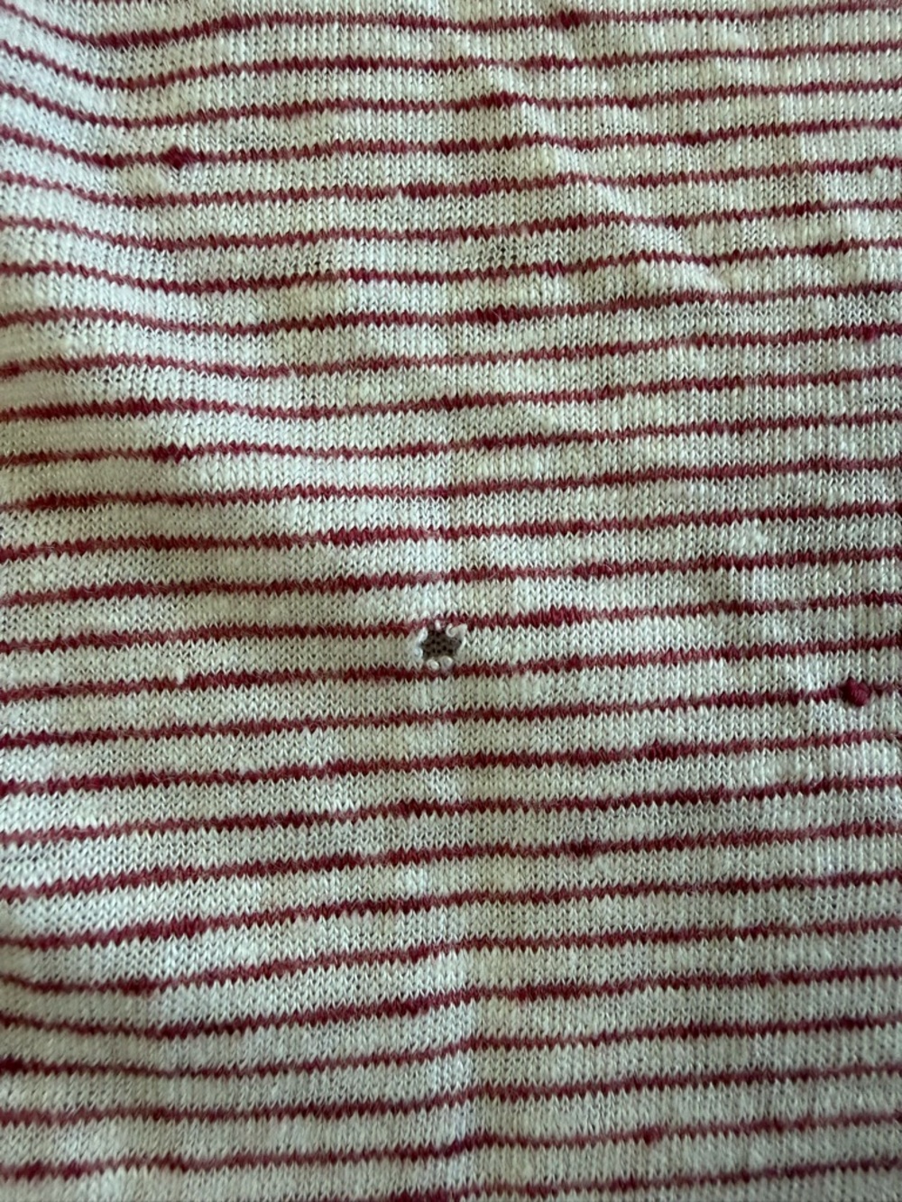 Frame Denim Red & White Striped 100% Linen Short Sleeve Crew Tee - Picture 5 of 6